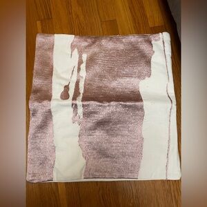 New Westelm Ink Abstract Brushstroke Canvas Pillow Cover Dusty Rose & Cream 20”
